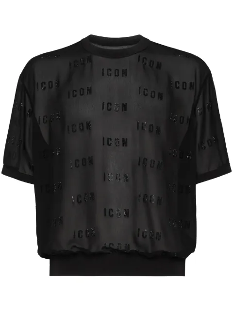 DSQUARED2 logo-appliqué mesh T-shirt