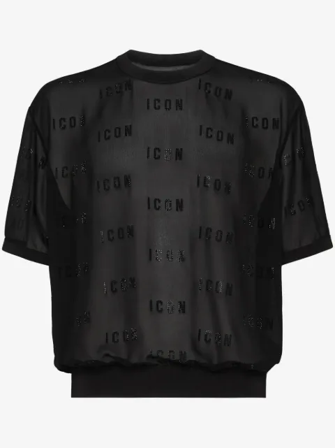 DSQUARED2 logo-appliqué mesh T-shirt