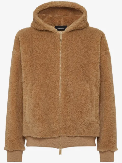 DSQUARED2 logo-embroidered sherpa hooded jacket
