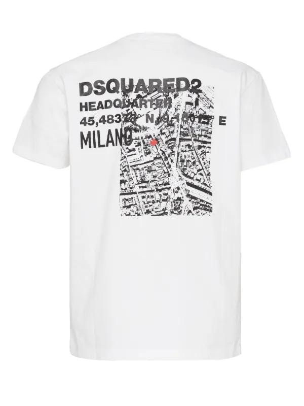好評 DSQUARED2 JP FARFETCH | ホワイト | Tシャツ マッププリント トップス