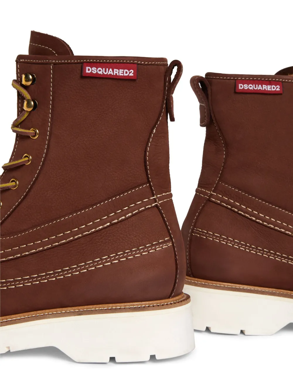 DSQUARED2 raised-seam leather boots Brown
