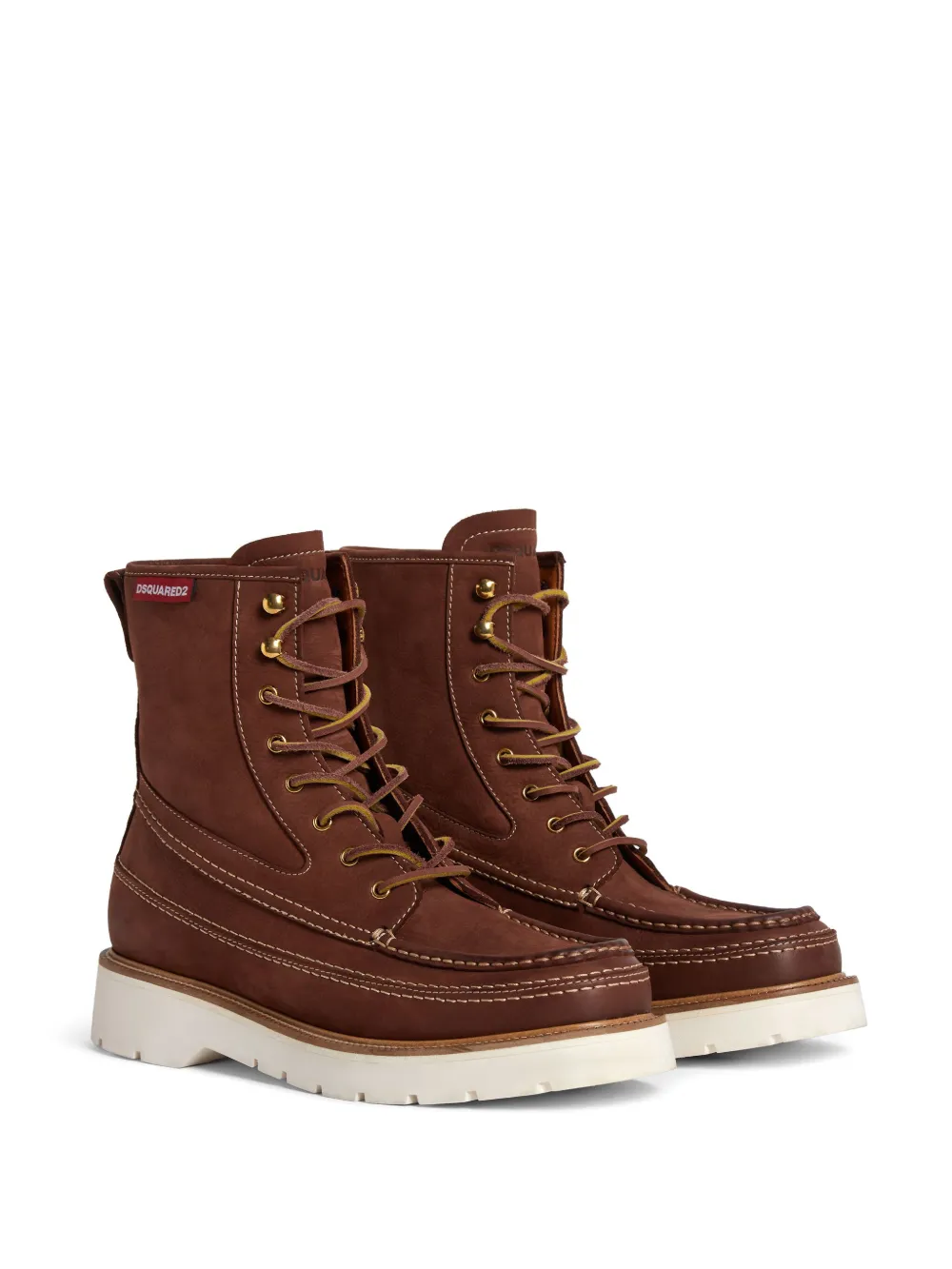 DSQUARED2 Leren laarzen met naad-reliëf - Bruin