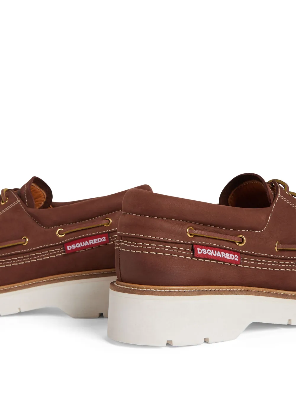 DSQUARED2 lace-up leather boat shoes Brown