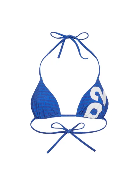 DSQUARED2 top bikini con cuello halter y logo estampado