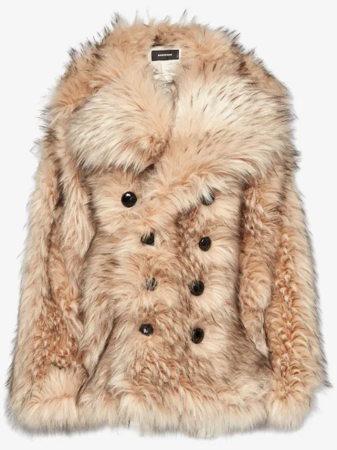 DSQUARED2 double-breasted faux-fur coat