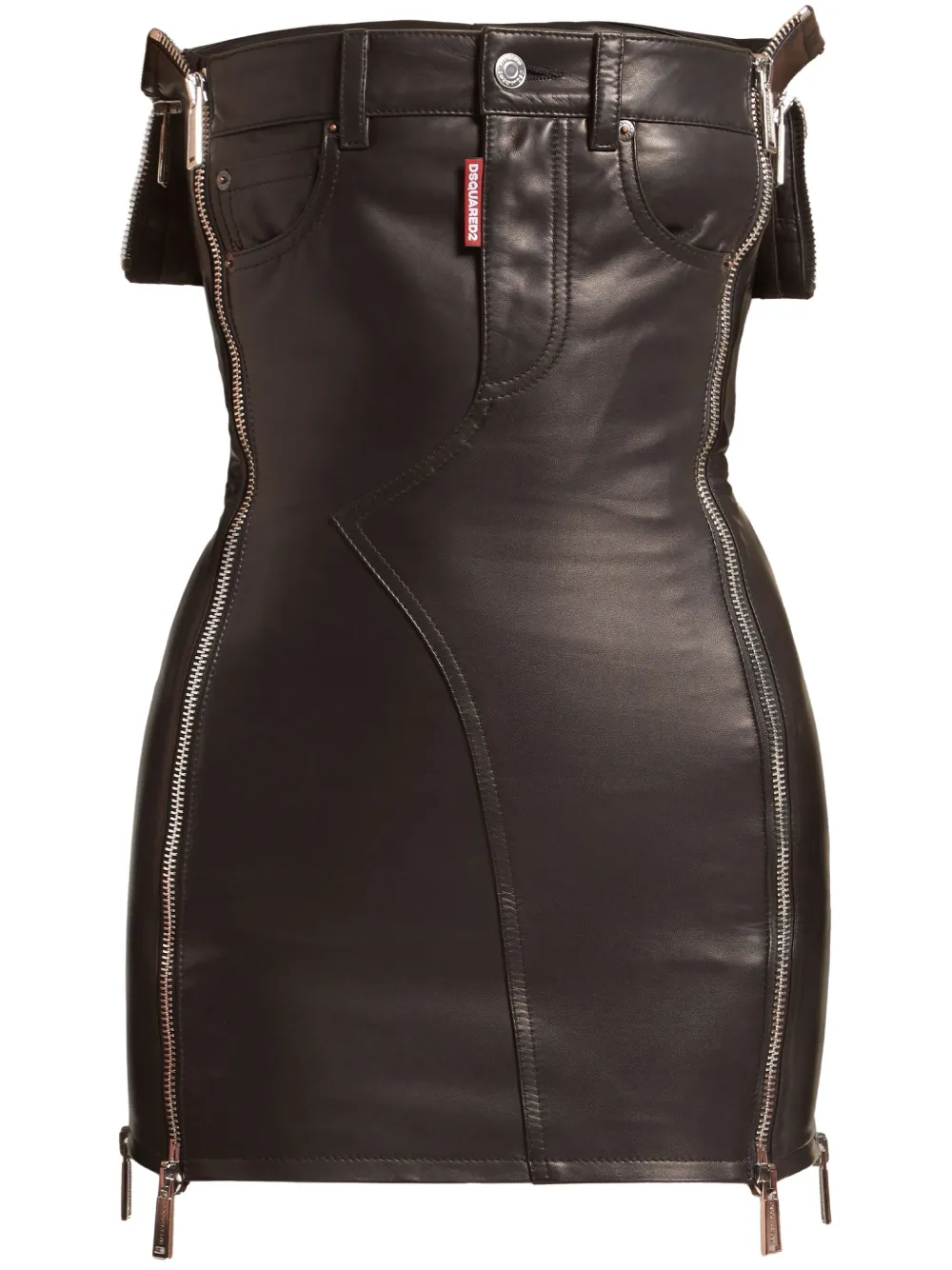 DSQUARED2 Leren mini-jurk Zwart