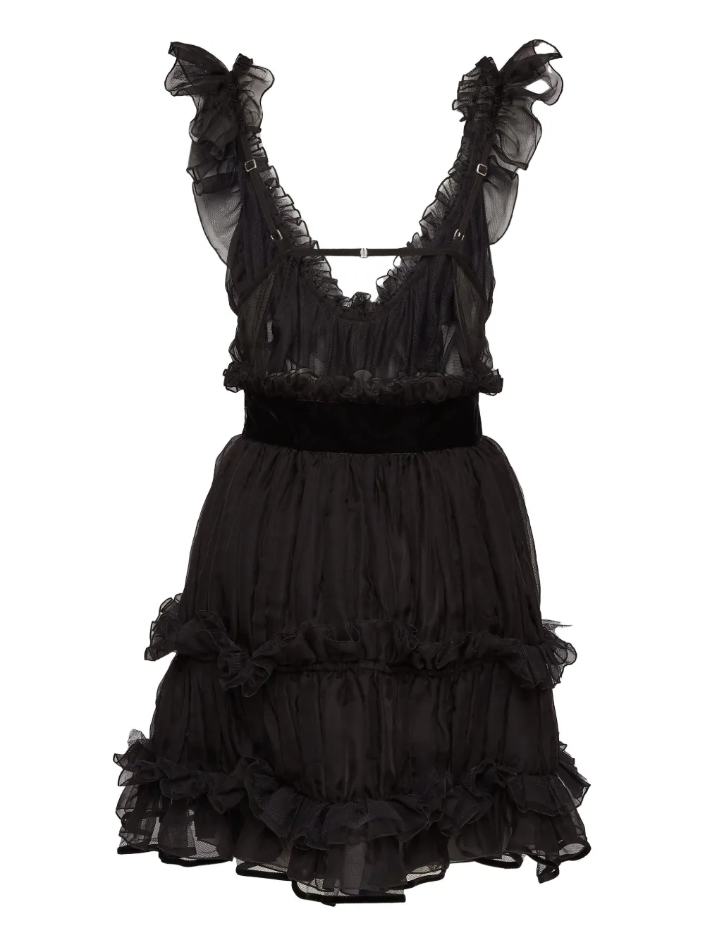 DSQUARED2 ruffled mini dress - Zwart