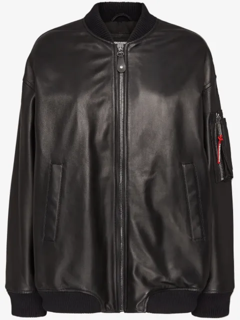 DSQUARED2 leather oversize Cyprus bomber