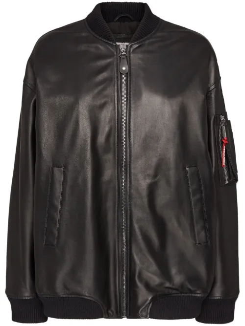 Veste bomber en cuir à fermeture zippée - DSQUARED2 - Modalova