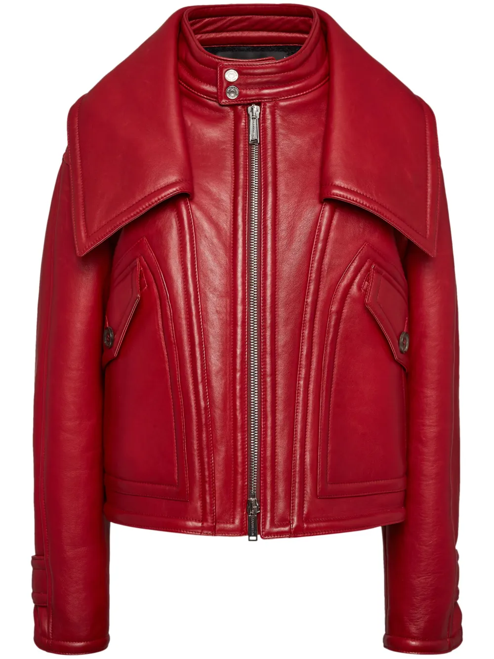 Dsquared2 Zip-up Leather Jacket In Red