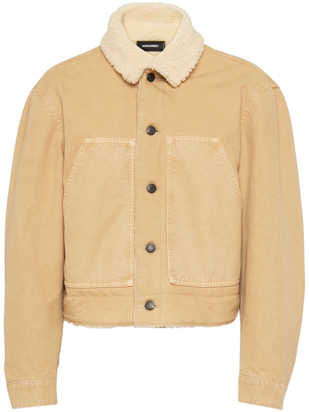 Shop Dsquared2 Icon Shearling-trim Jacket In Neutrals