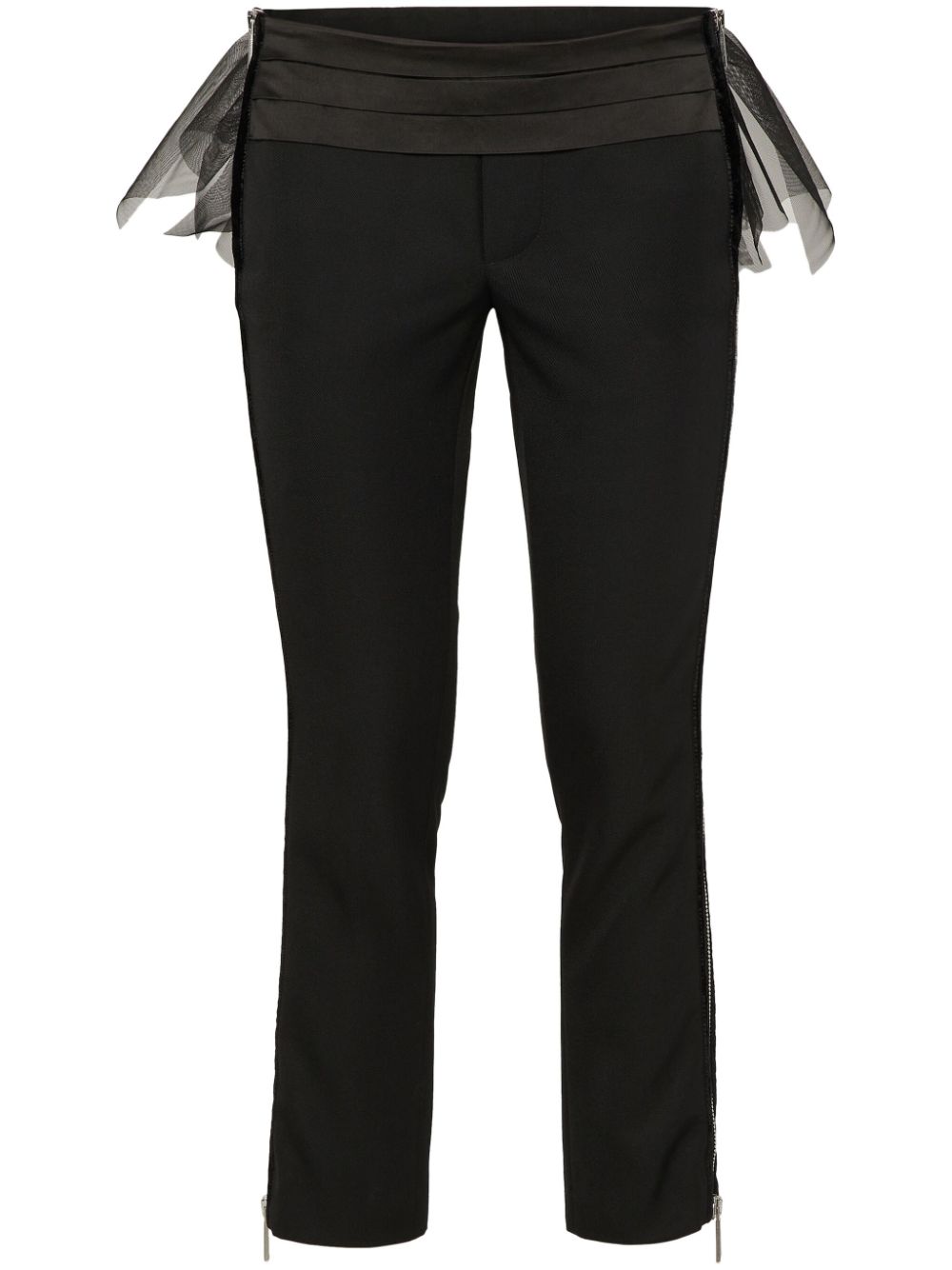 Dsquared2 Tulle-overlay Skinny Trousers In Black