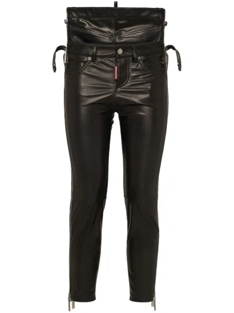 DSQUARED2 layered leather skinny trousers Women