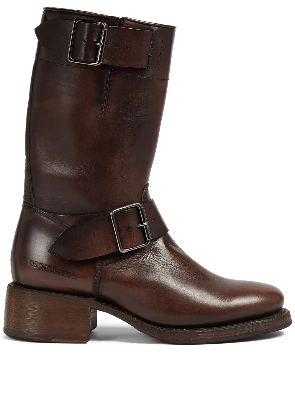 Dsquared2 Logo-debossed Leather Boots In Brown