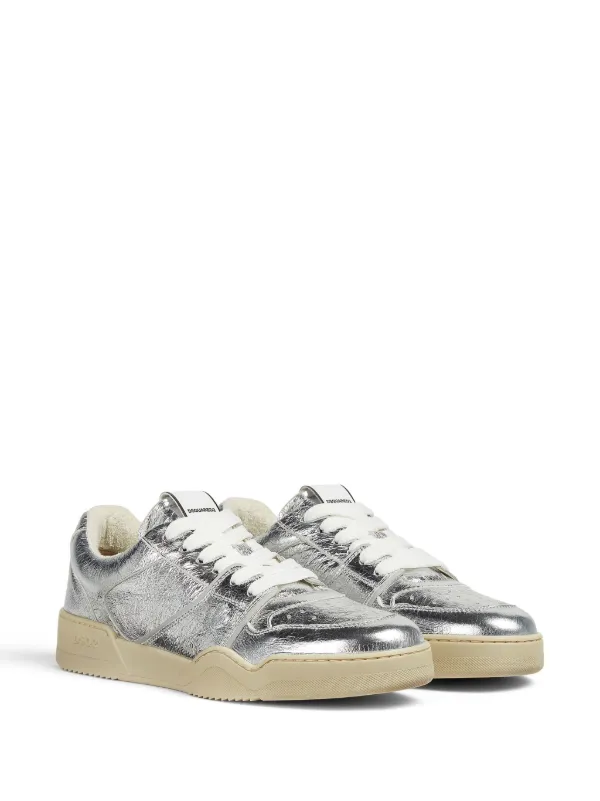 DSQUARED2 メタリックレザー スニーカー | シルバートーン