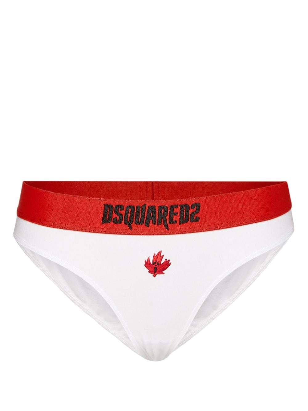 Dsquared2 Maple Leaf-embroidered Briefs In White