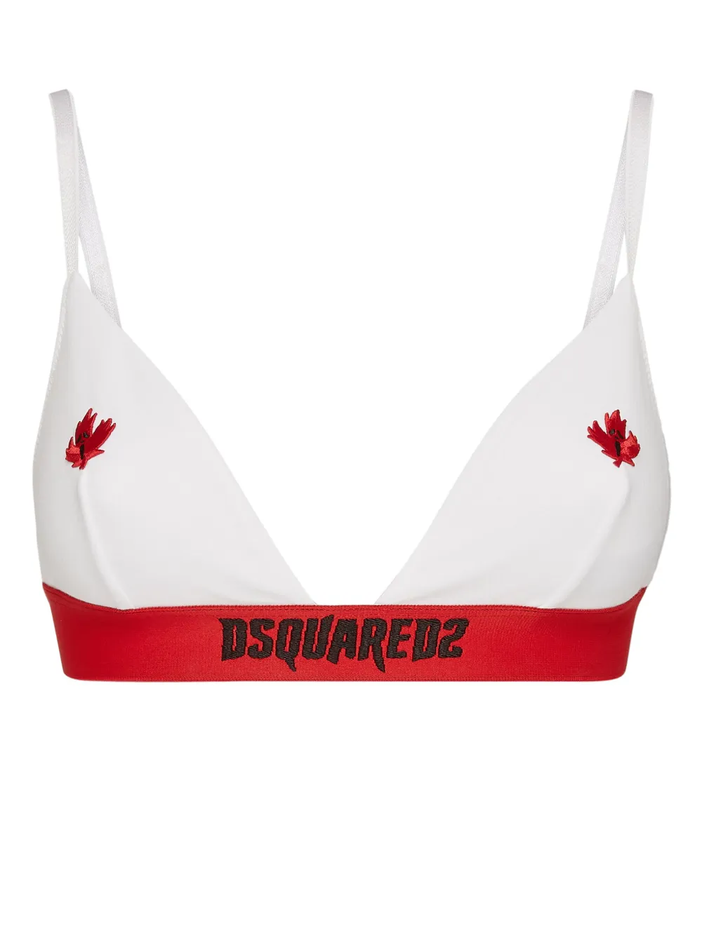 Dsquared2 Maple Leaf-embroidered Bra In White