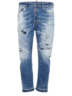 DSQUARED2 Distressed straight-leg Jeans | Blue | FARFETCH AZ