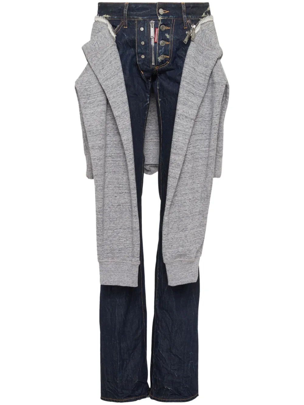 Shop Dsquared2 Layered Cotton Denim Jeans In 蓝色