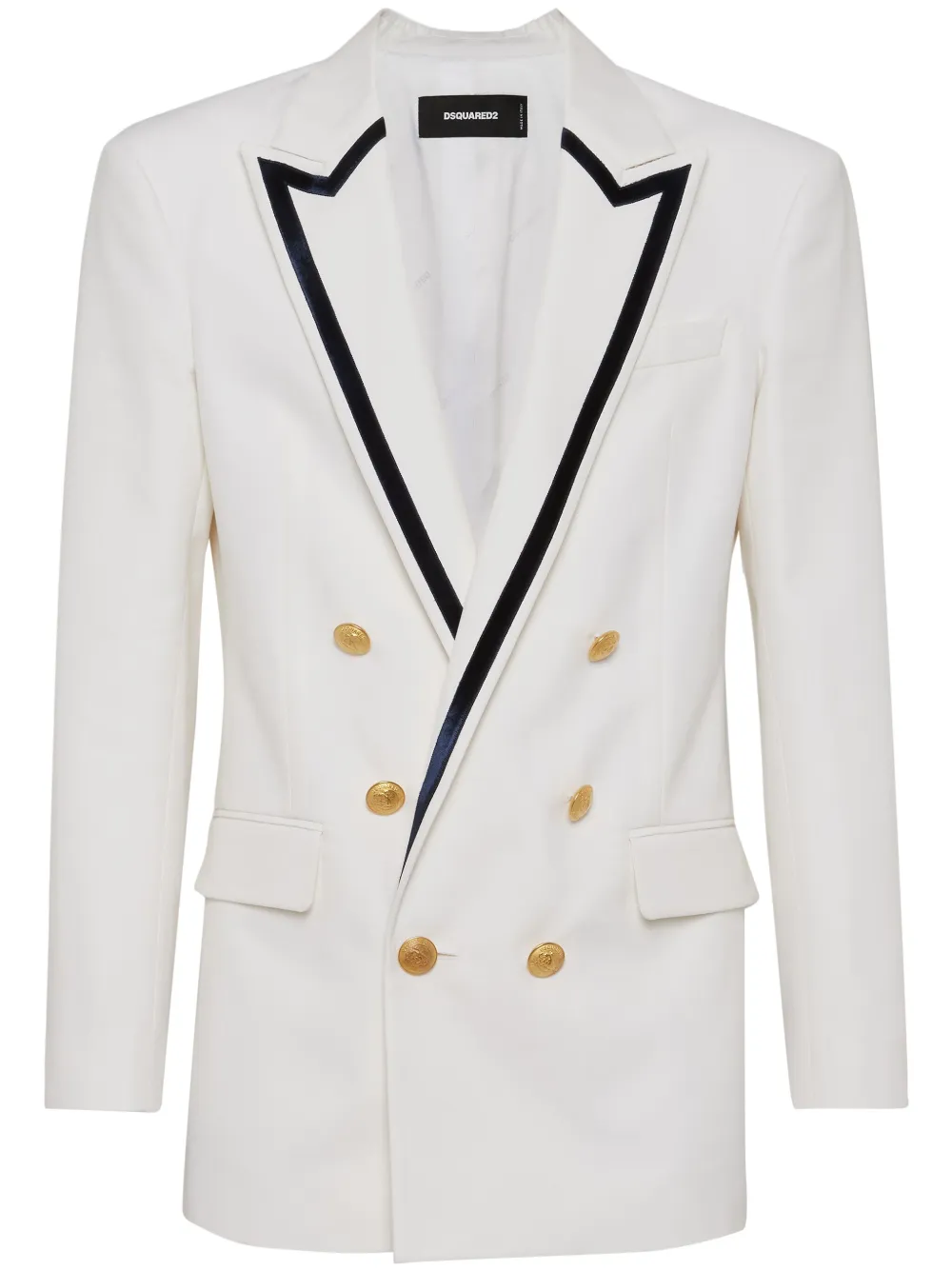 Shop Dsquared2 Double-breasted Virgin Wool-blend Blazer In White