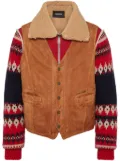 DSQUARED2 knitted-sleeves suede jacket - Brown