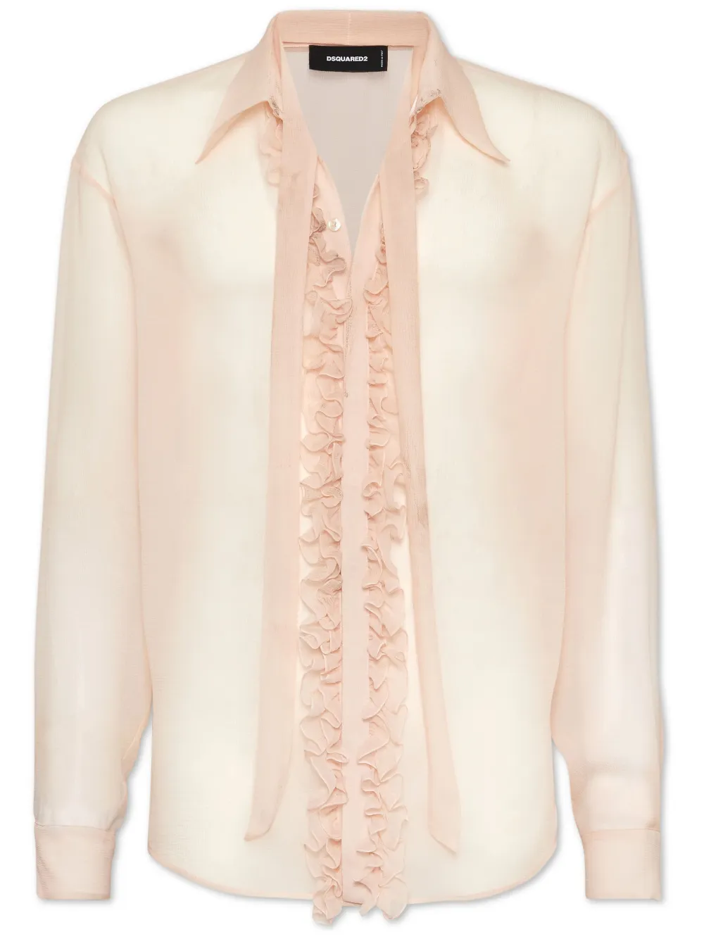 DSQUARED2 Camicia semi trasparente con ruches - Rosa