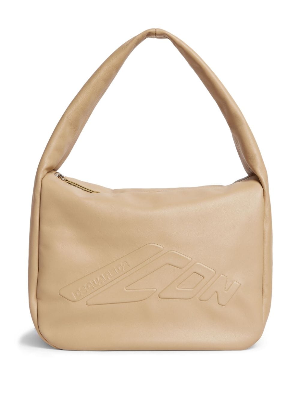 DSQUARED2 Leren shopper met logo-reliëf Beige