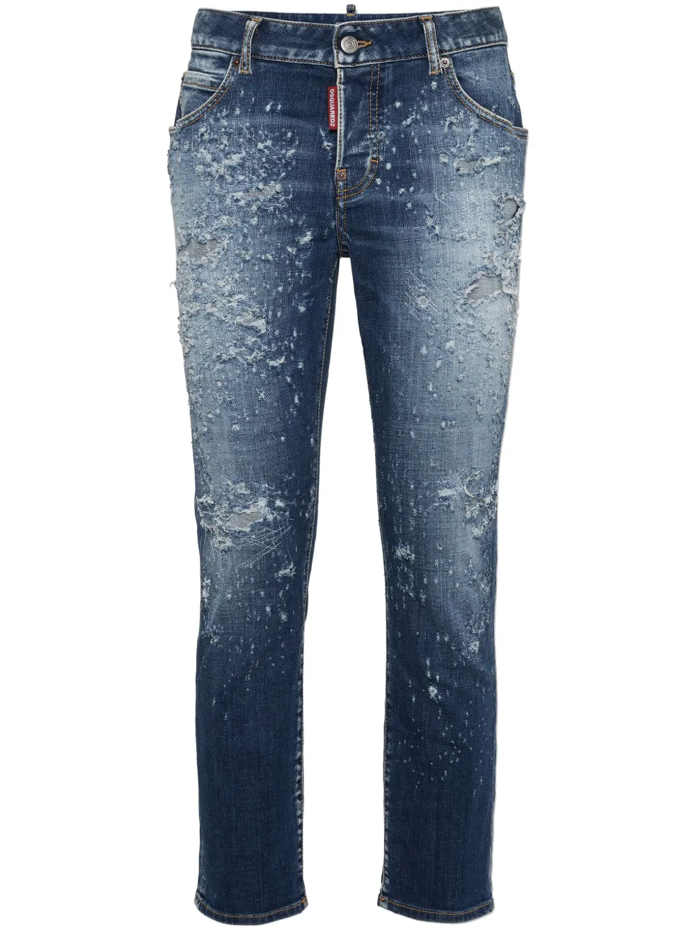 Dsquared2 Distressed Slim-leg Jeans In Blue