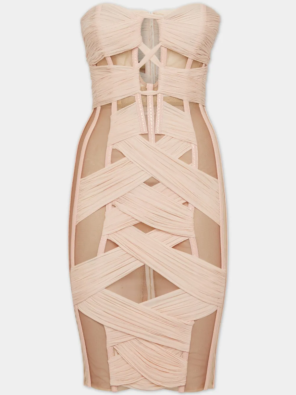 Dsquared2 Chiffon Bandage Corset Mini Dress In Neutrals