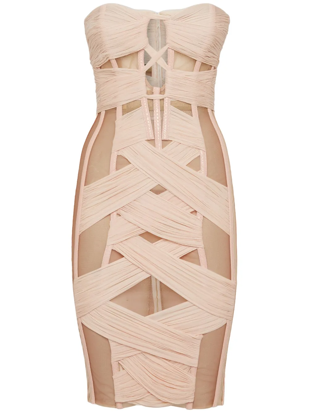 DSQUARED2 Chiffon Bandage Corset mini-jurk Beige