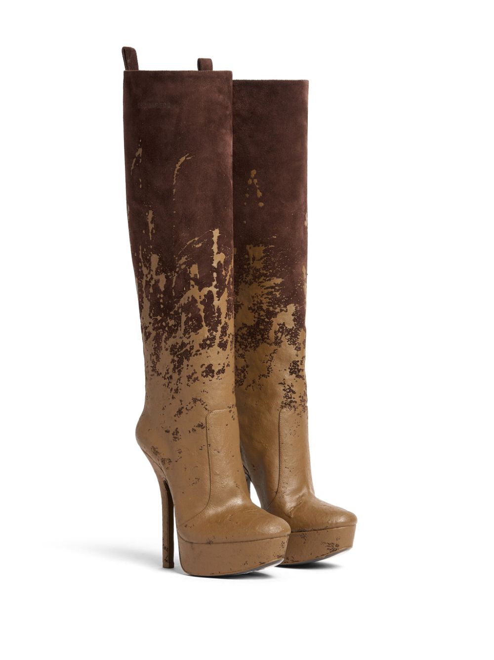 Shop Dsquared2 120mm Painterly-print Leather Boots In Brown