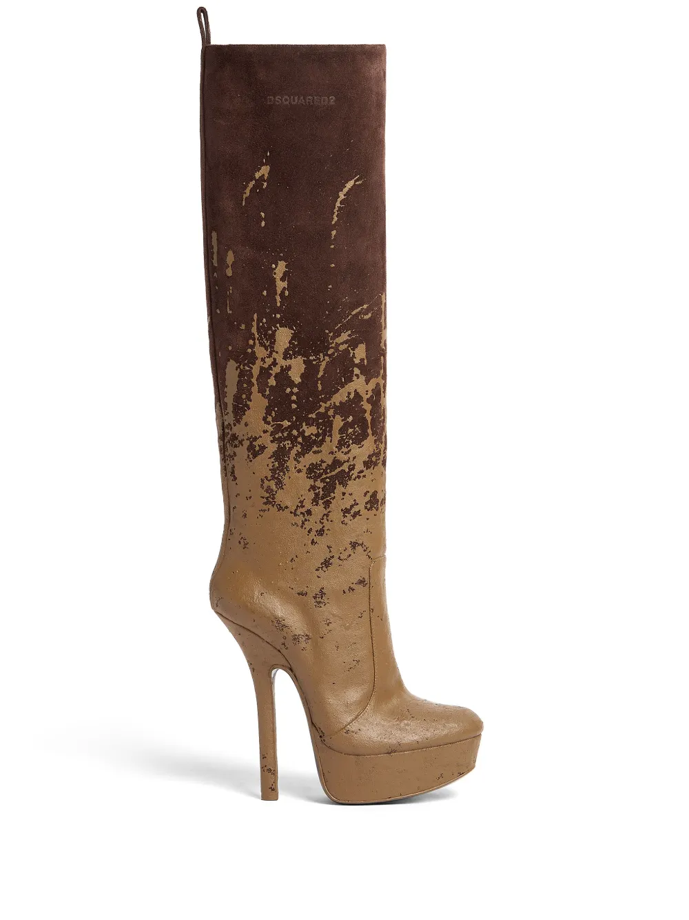 Shop Dsquared2 120mm Painterly-print Leather Boots In Brown