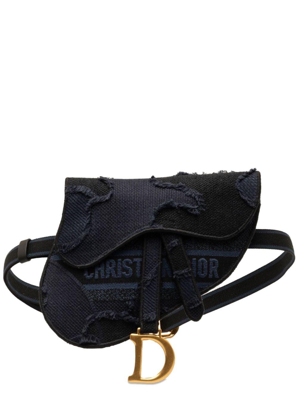 Pre-owned Dior 2020 Camouflage Saddle Belt Bag In Blue
