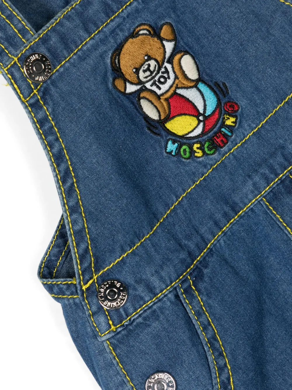 Moschino Kids T-shirt en tuinbroek set met print Blauw