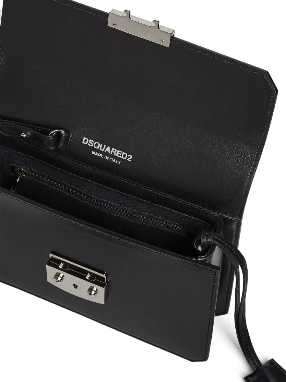 Shop Dsquared2 Logo-engraved Leather Clutch Bag In Black