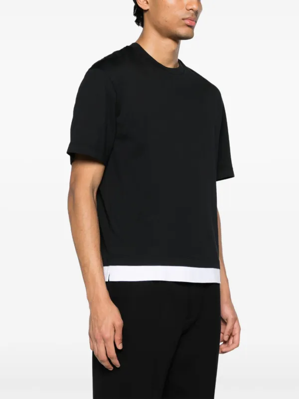 トップス Neil Barrett Layered design button fly Neil Barrett Layered Cotton T-shirt | Black | FARFETCH AU