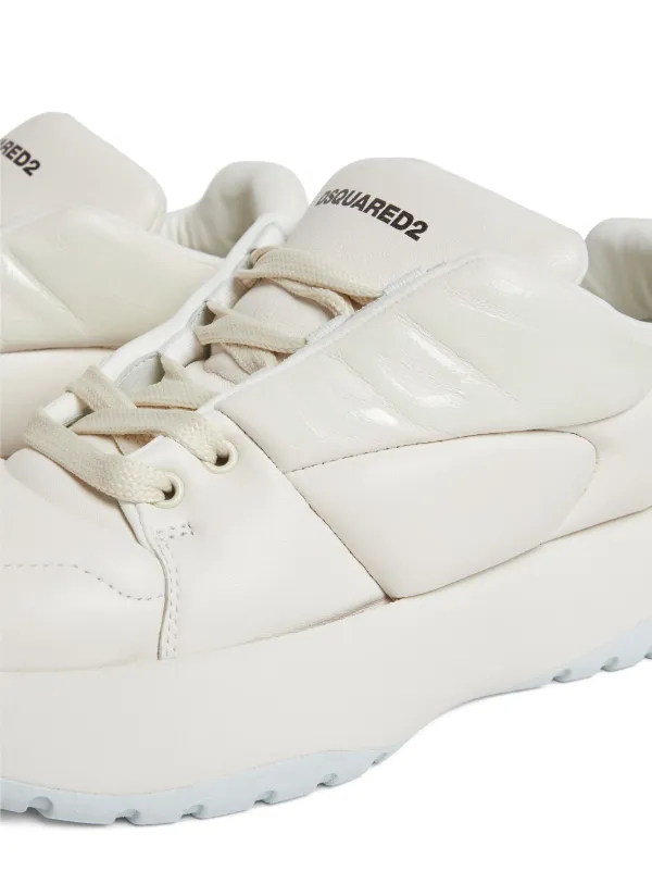【送料&関税込】Dsquared2 Nylon White Sneakers DSQUARED2 Spiker $520 White Leather/Nylon Sneakers New And