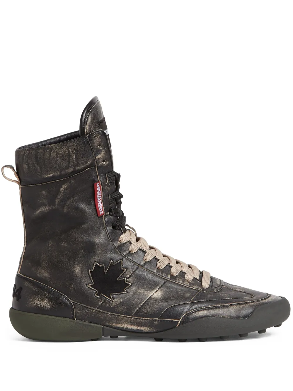 DSQUARED2 distressed high-top leather sneakers Grey