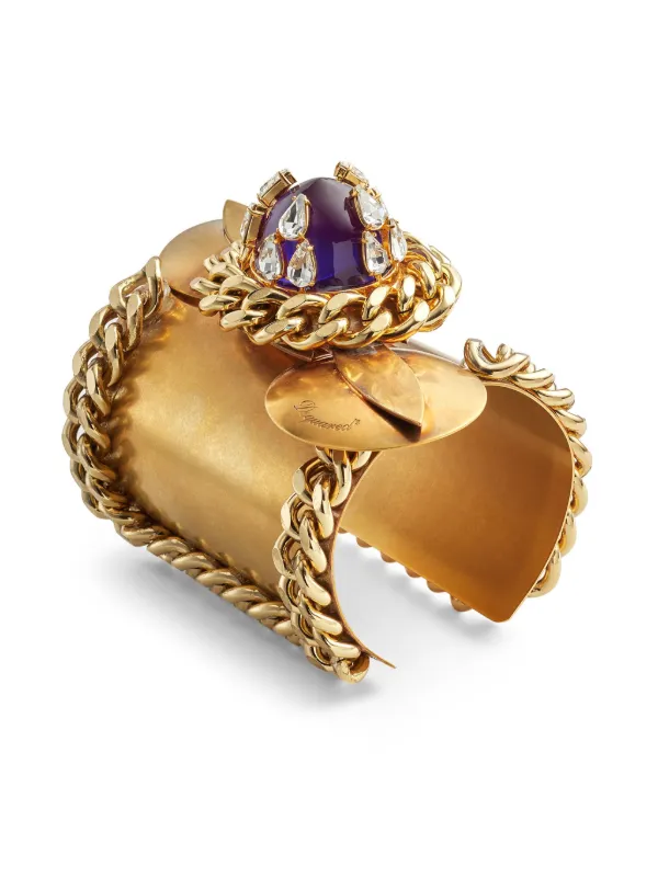 DSQUARED2 ディースクエアード　ゴールド バングル DSQUARED2 crystal-embellished Cuff Bracelet | Gold | FARFETCH