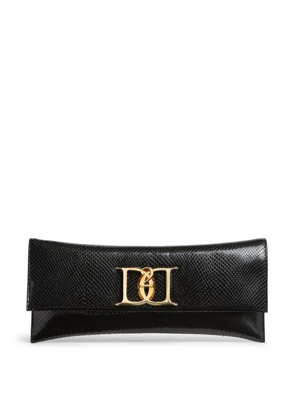 logo-plaque leather clutch bag