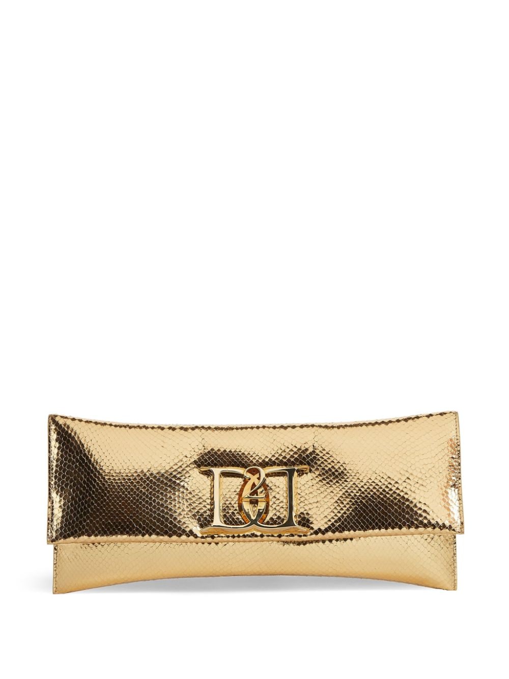 logo-plaque leather clutch bag