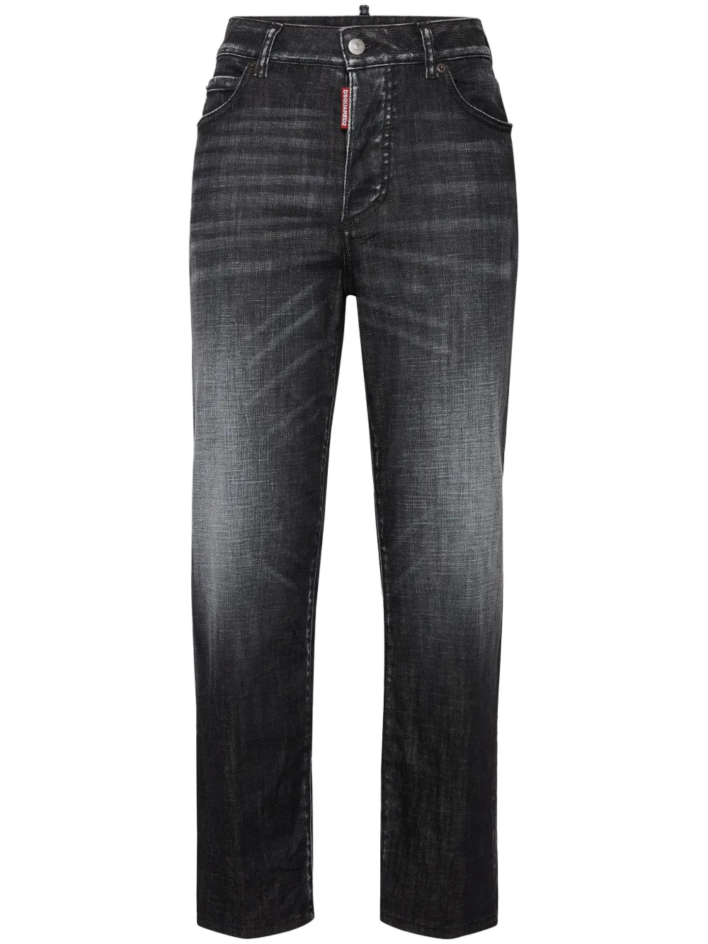 Shop Dsquared2 Faded Straight-leg Jeans In Black