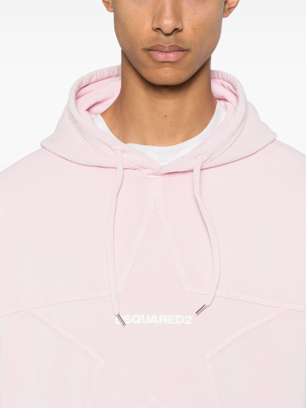 Dsquared2 star-detail cotton hoodie Roze