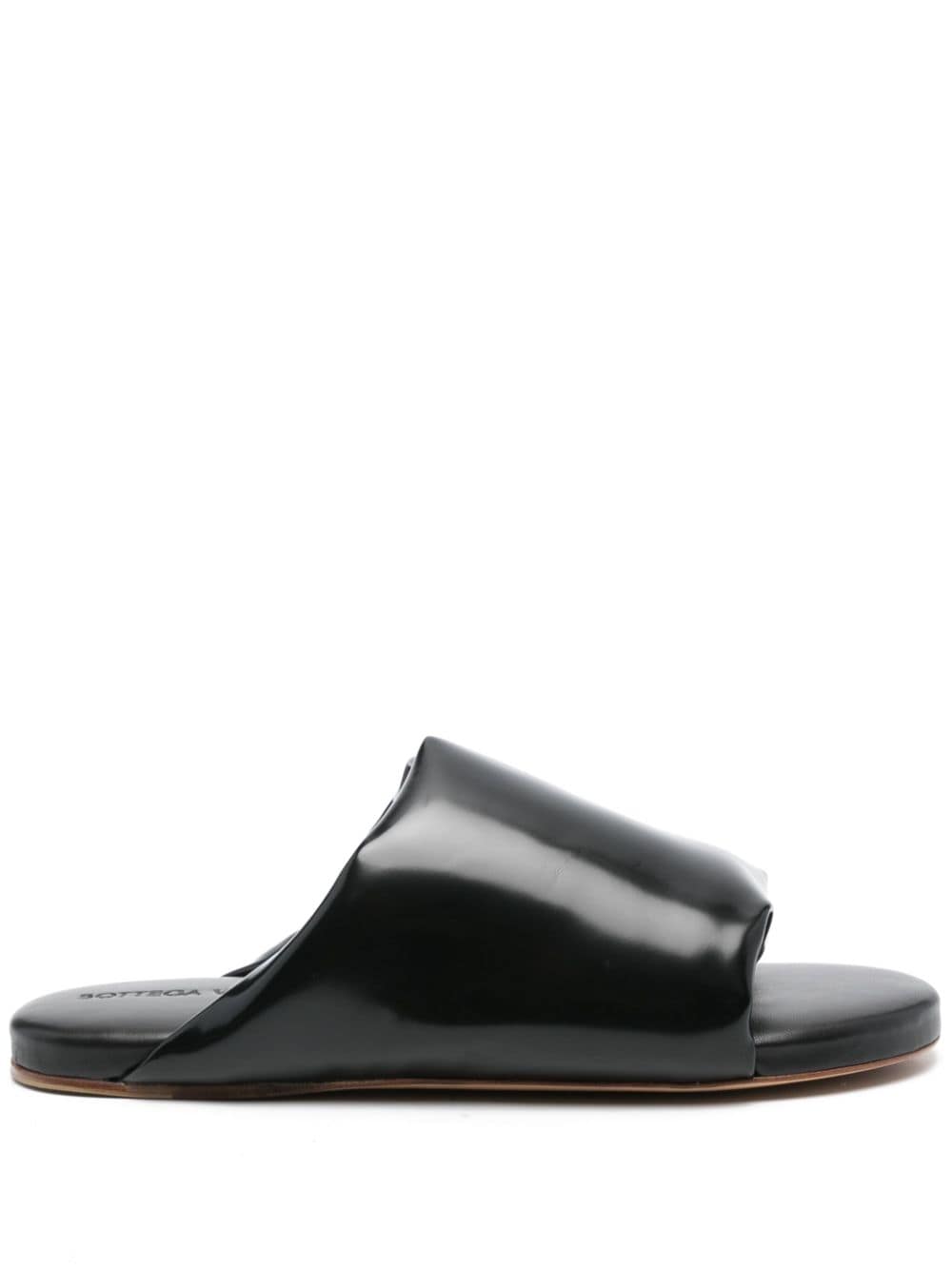 Bottega Veneta Padded Leather Flat Sandals In Black