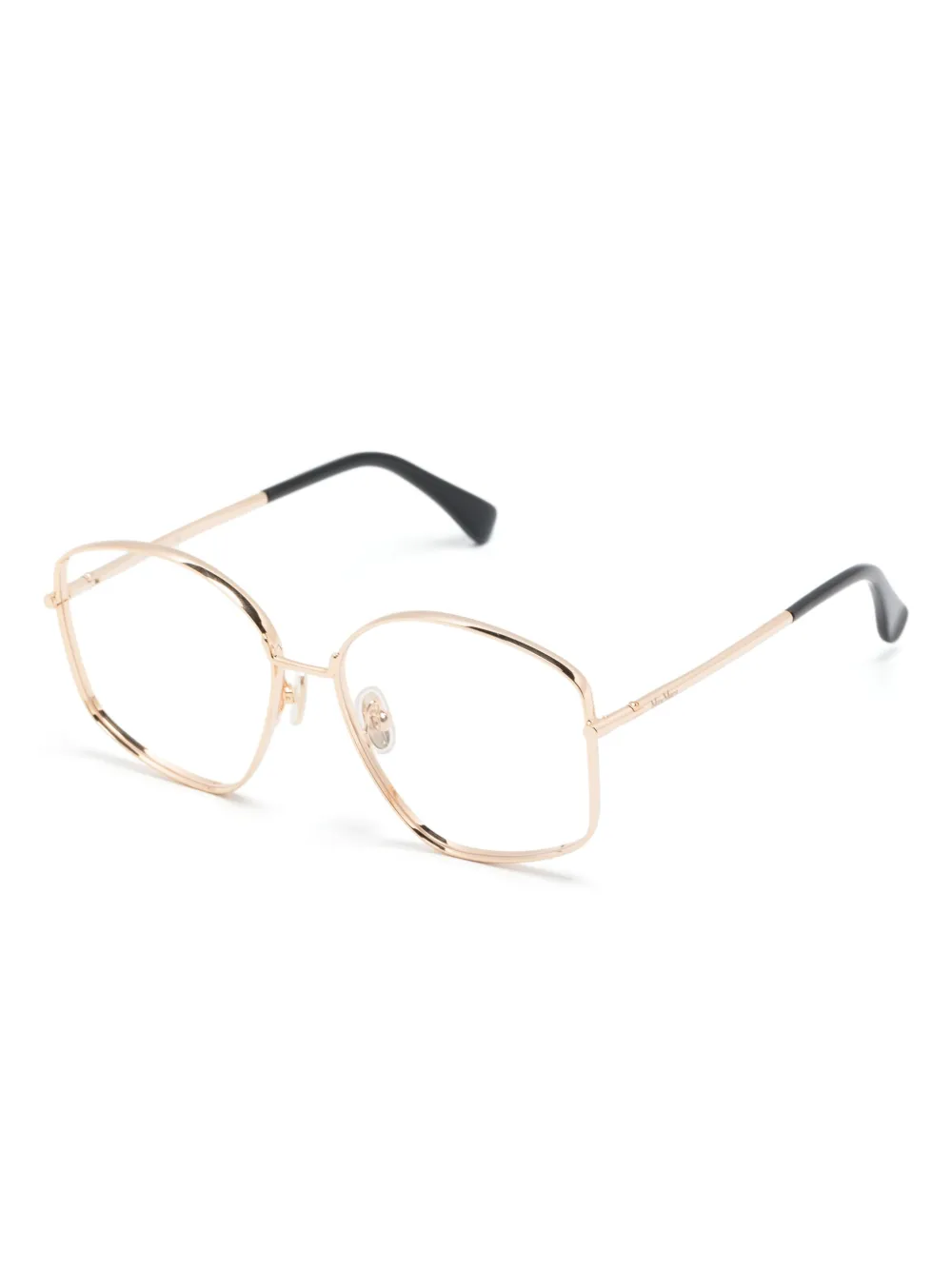 Max Mara Eyewear logo-engraved geometric-frame glasses - Black