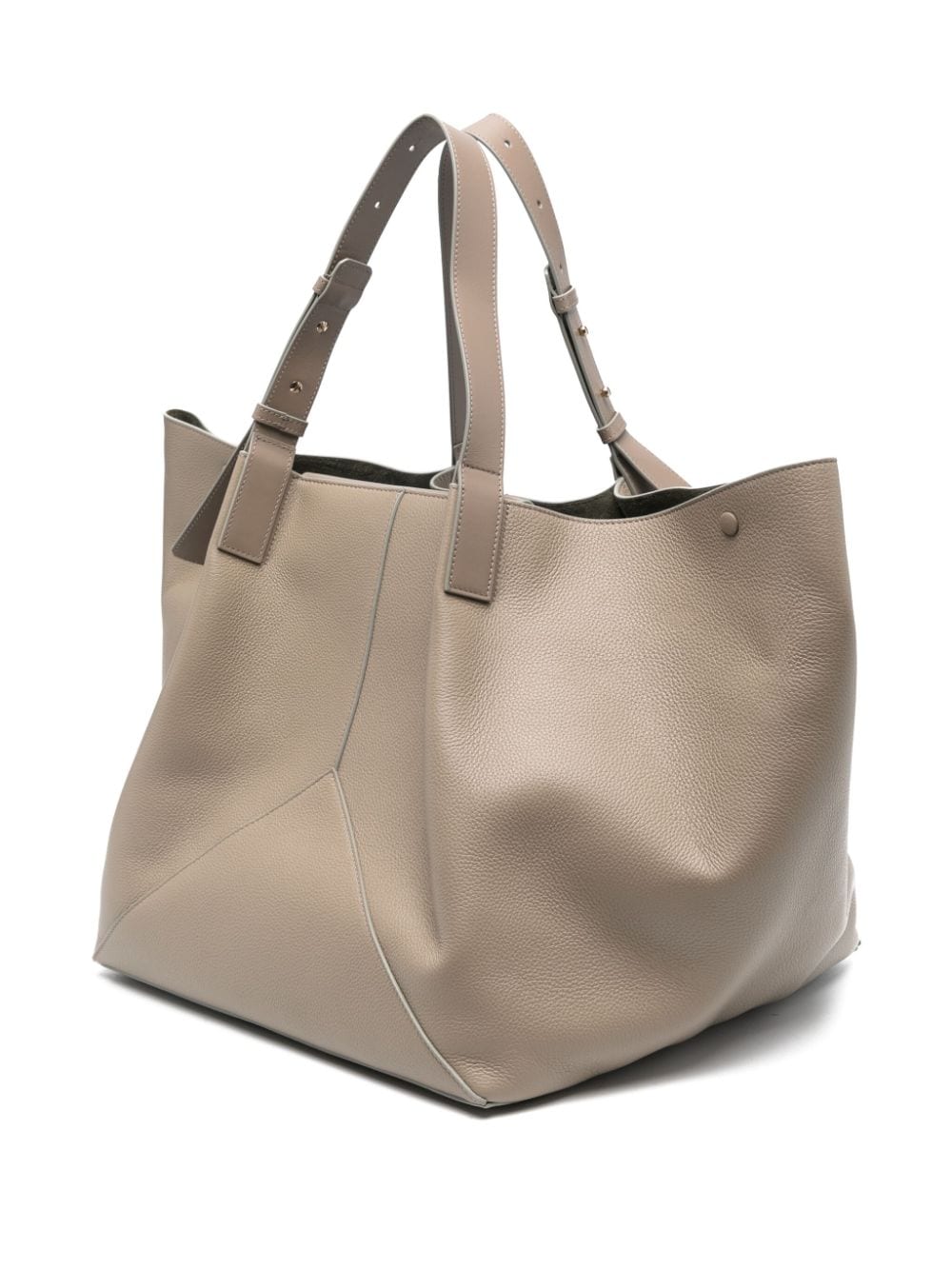Shop Victoria Beckham The Jumbo Leather Tote Bag In Grey