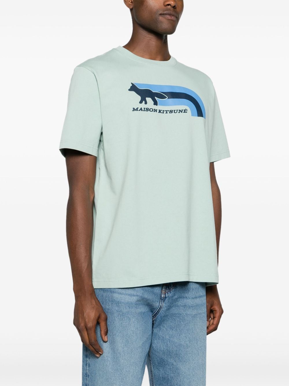 Maison Kitsuné T-shirt met logo-applicatie Groen