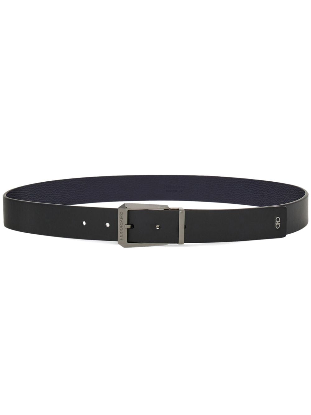 Ferragamo logo-engraved reversible leather belt MIDNIGHT BLUE BLACK
