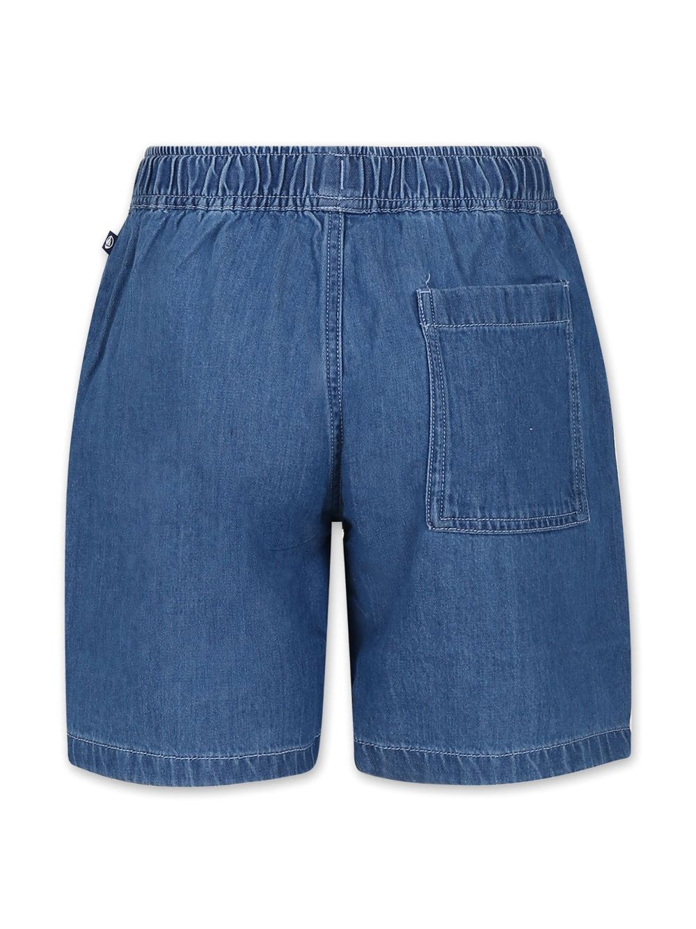Shop Petit Bateau Drawstring Denim Shorts In Blue