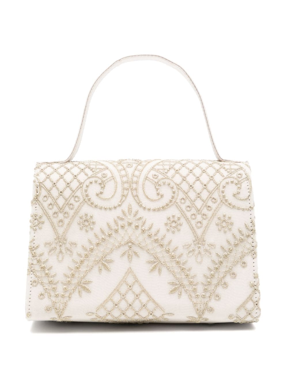 Shop Marchesa Couture Embroidered Top-handle Bag In Neutrals